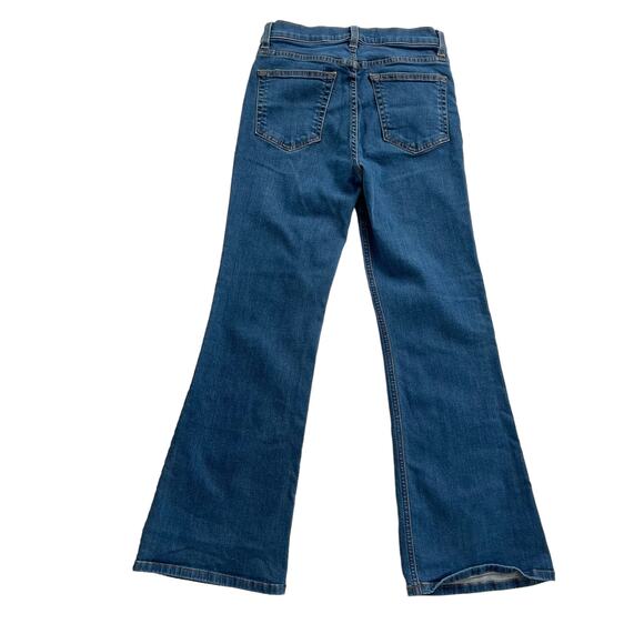 Reformation Flare Leg High Rise Cropped PJ Jeans in True Blue Wash Women Size 26 - Picture 6 of 16
